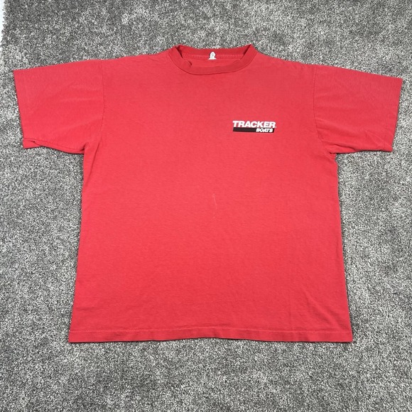 Hanes Other - Vintage 80s 90s Tracker Boats Single-Stitch T-Shirt Distressed Faded Red Fishing